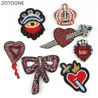 sew on rhinestone patch crown heart eyes beadedsequin patches for clothing crystal pearl patch for clothes beaded applique h