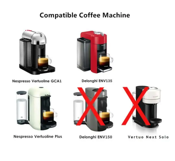 Многоразовая большая чашка ICafilasVVIP из нержавеющей стали для кофе Nespresso Vertuo