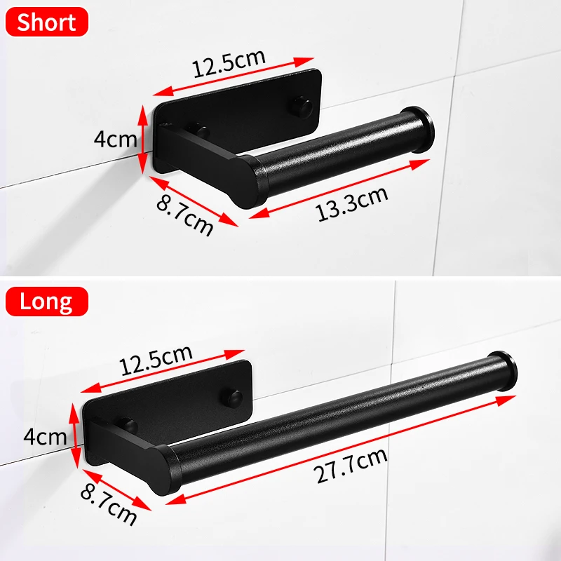 

Toilet Paper Holder Black Aluminum Bathroom Toilet Roll Paper Holder Vacuum Wall Mounted Kitchen Paper Holder Napkin Towel Rack