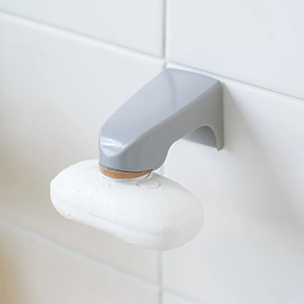 

Magnetic Soap Holders Wall Mounted Storage Rack with Sticker Soap Shelves Bathroom Accessories (Grey)