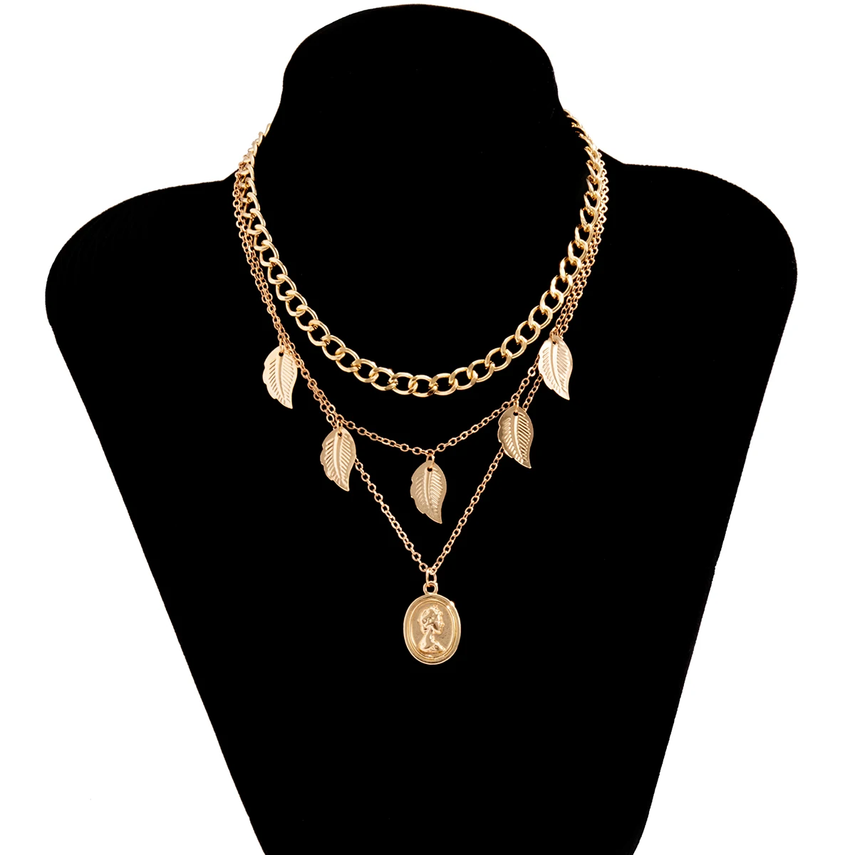 

Vintage Bohemia Gold Color Layered Chain Necklace on Neck Coins Leaf Pendant Choker Necklaces Collar Statement Aesthetic Jewelry