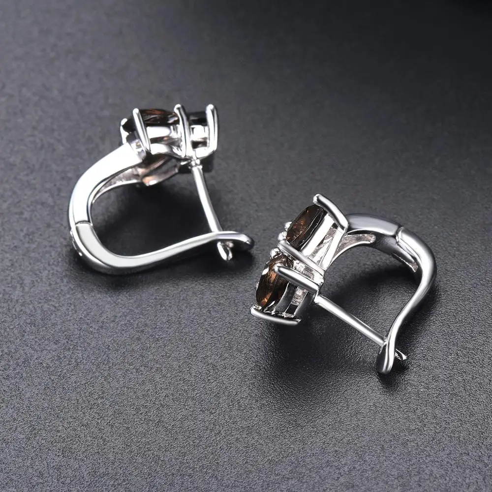 Женские серьги-клипсы Hutang из натурального дымчатого серебра 925 пробы ювелирное