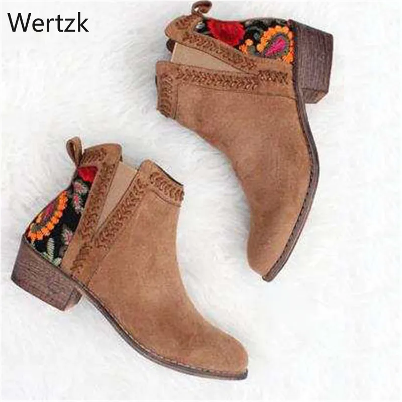 Женские ботильоны с принтом осенне зимние женские повседневные без шнуровки на