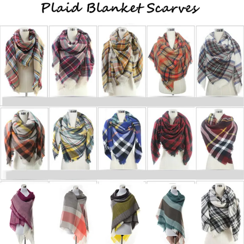 

Womens Blanket Scarf Cashmere Winter Plaid Scarfs Warm Women Hijab Wool Tantan Women's Bandana Shawls Stoles Ponchos and Capes
