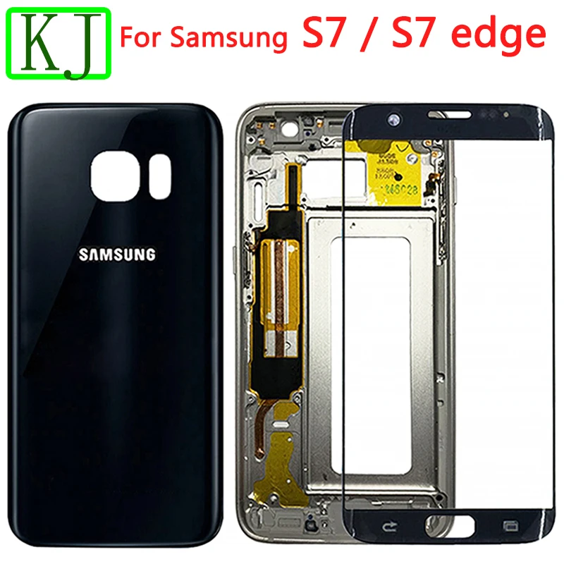 S7 Edge/S7 средняя рамка крышка батареи для samsung Galaxy G930F G935F полный корпус чехол с сенсорным стеклом наклейка на рассеиватель клей