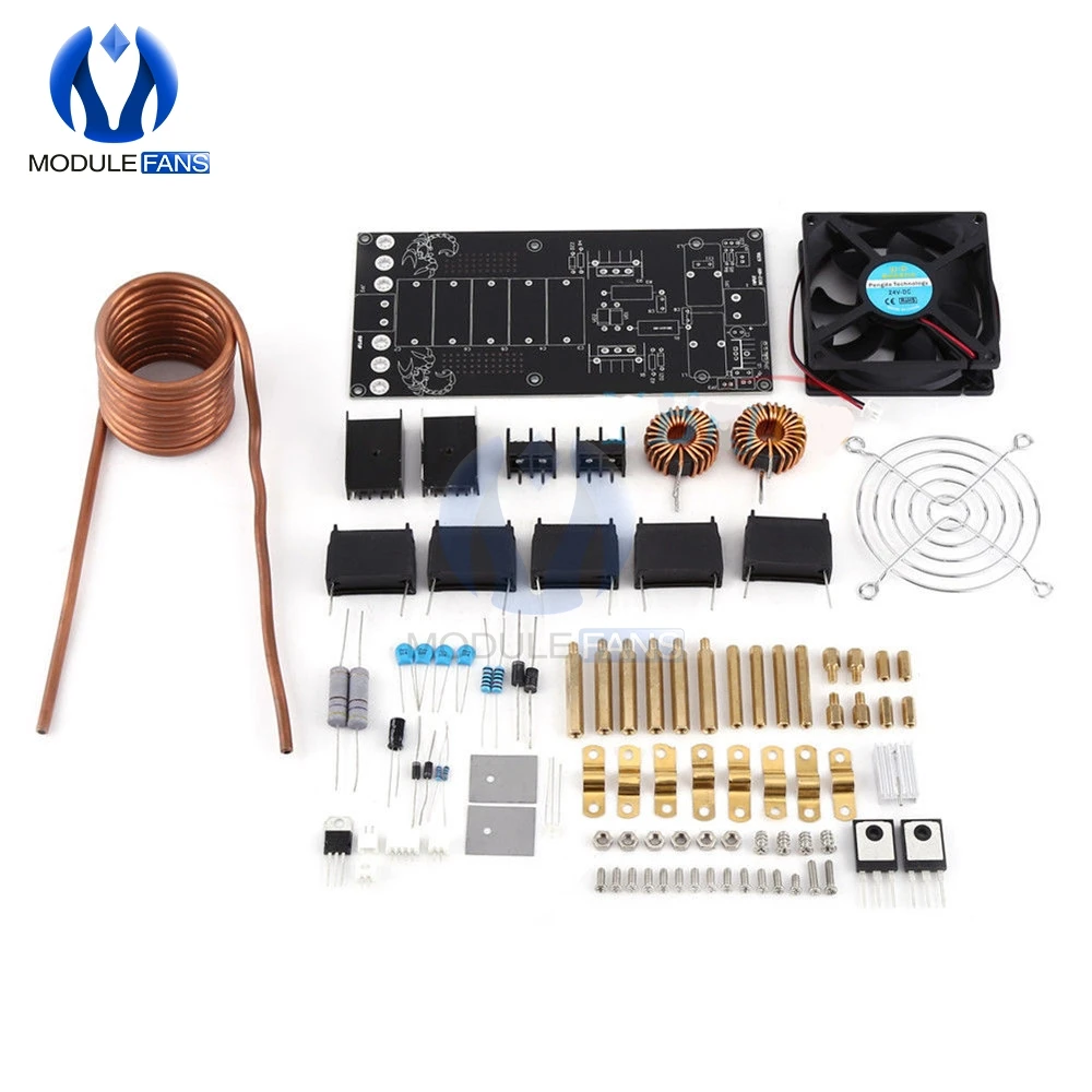 DC 12V 36V 1000W 20A ZVS Tesla катушка индукционная нагревательная плата модуль нагревателя охлаждающий вентилятор электронный комплект «сделай сам»
