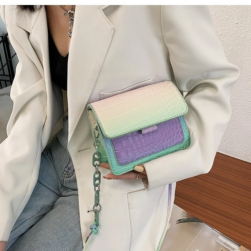 

Квадратная сумка через плечо с узором под камень, новинка 2021, Высококачественная женская дизайнерская сумка из искусственной кожи, сумка-ме...