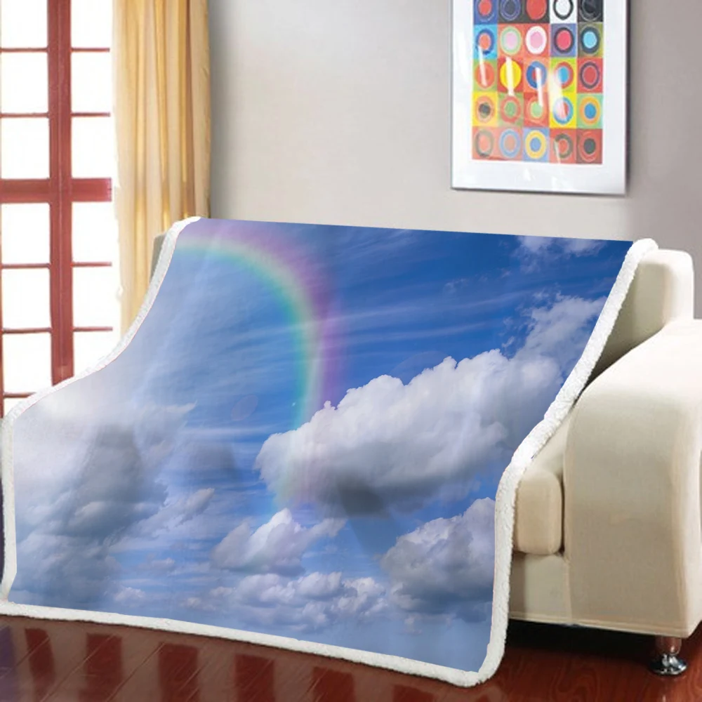 

Rainbow 3D printed Sofa Sherpa Blanket Throw Blanket Colorful Goods For Home And Comfort Blanket For Kids Picnic Travel Blanket