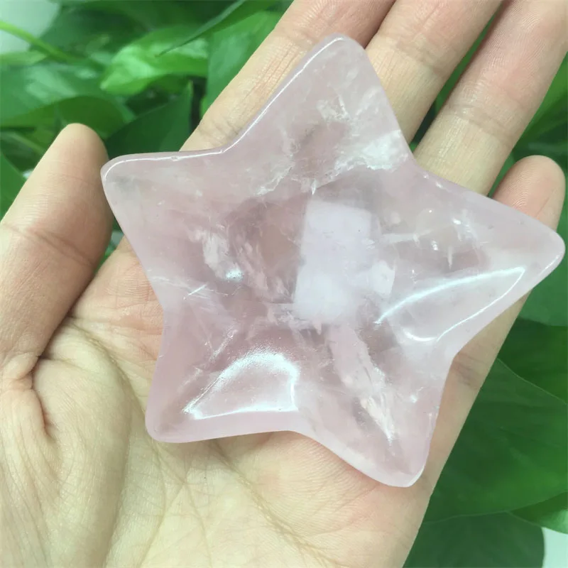 

Хрустальные чаши, натуральные кристаллы, резные вручную чаши из розового кварца в форме звезды для украшения дома HML