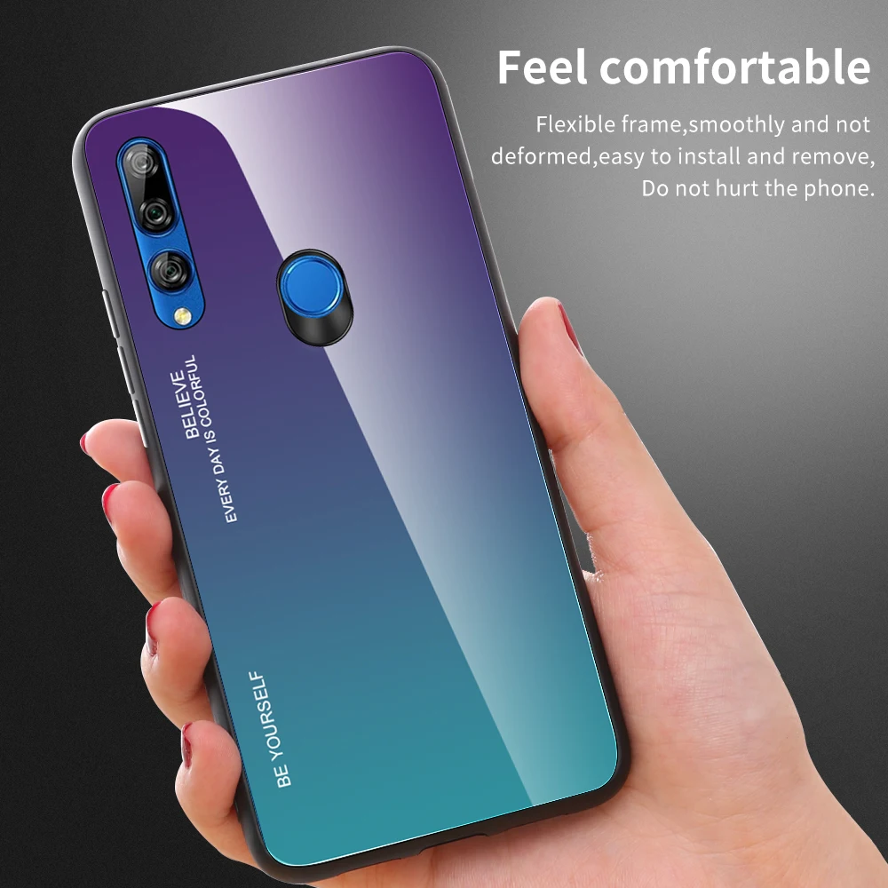 Для Huawei Honor 8X 9X Pro 20 10 Lite градиентный чехол из закаленного стекла для цветной