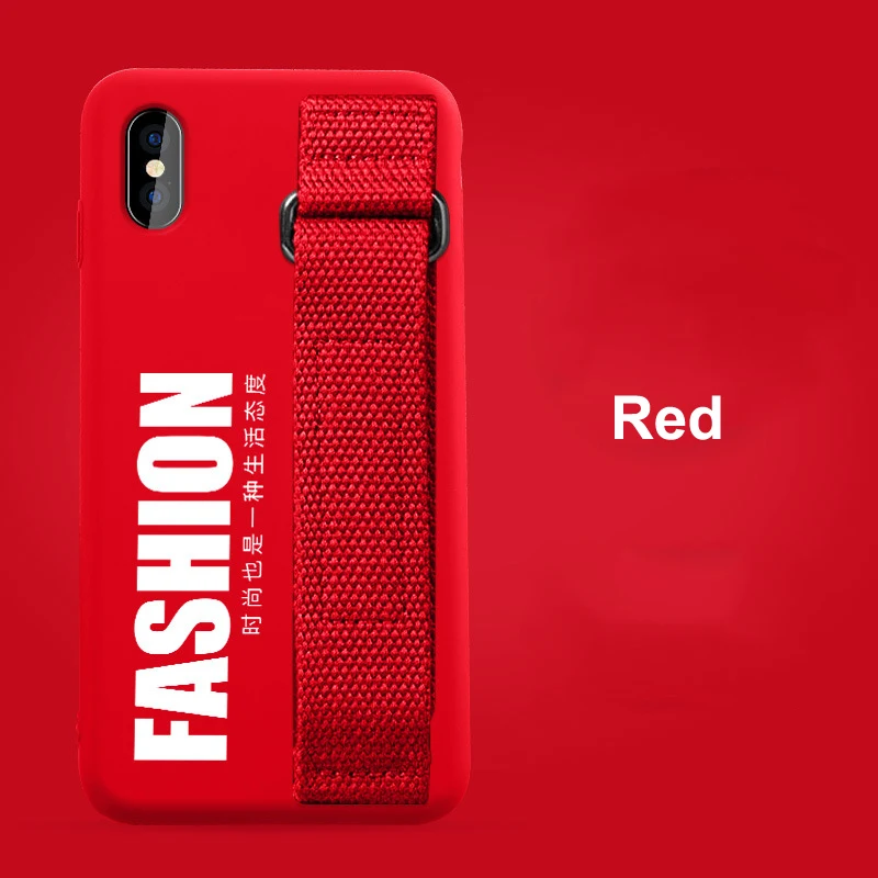 Red Чехол для iPhone 11 Pro Max XS XR X 8 7 Plus 6 6s Чехол Мягкий матовый Силиконовый ремешок на запястье задняя крышка для Apple 11Pro Funda - Цвет: Red