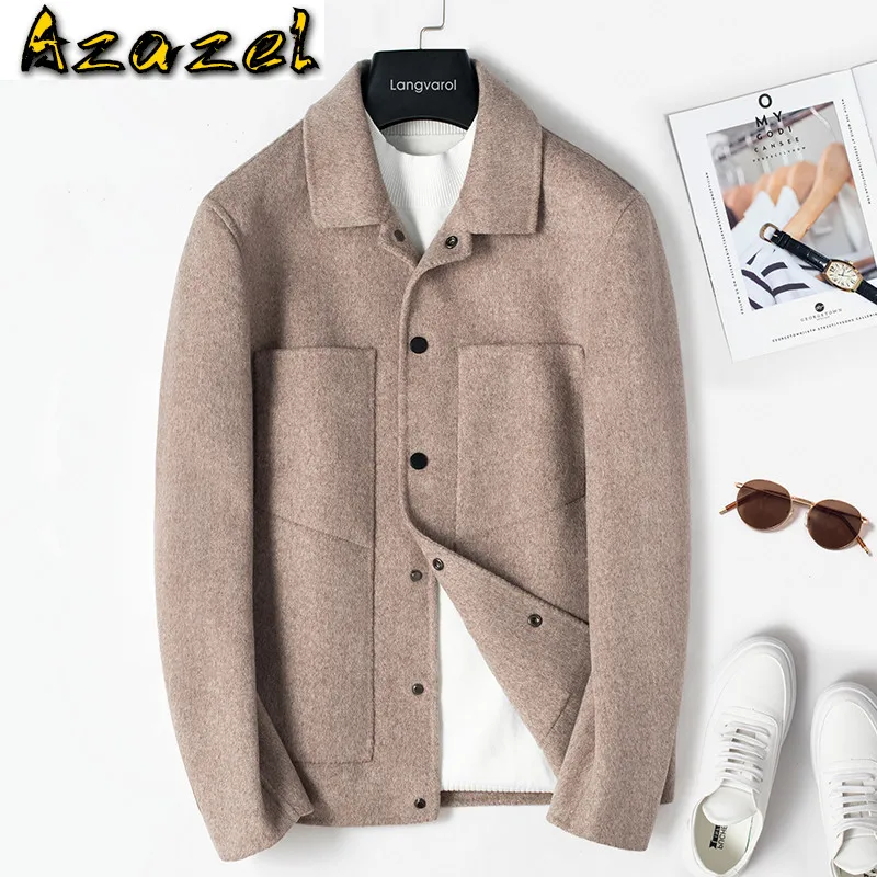 

Azazel 2020 Spring Men's Wool Coat Short Black Jacket Man Korean Fashion Woolen Overcoat Chaquetas Hombre 2A3829 KJ4303