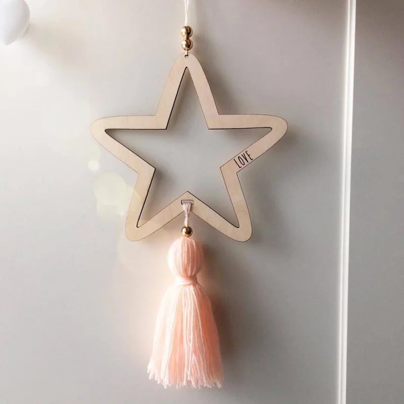 

Nordic Style Wooden Star Wind Chimes Kid Home Decoration Accessories Art Wall Hanging for Girls Living Room Toddler DreamCatcher