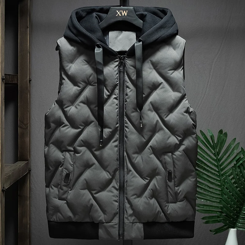 2020 зимний жилет Мужская Повседневная Водонепроницаемый теплый с капюшоном