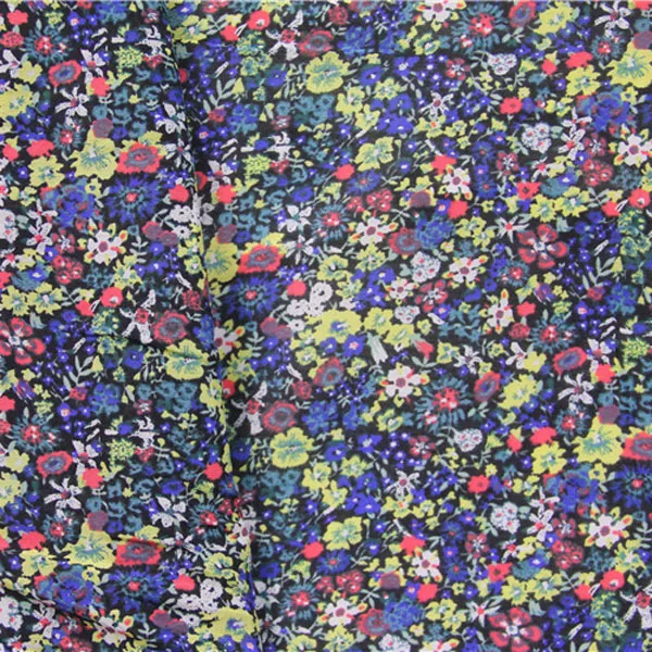 Темно-синяя мелкая пятнистая шелковая и хлопчатобумажная смешанная ткань с