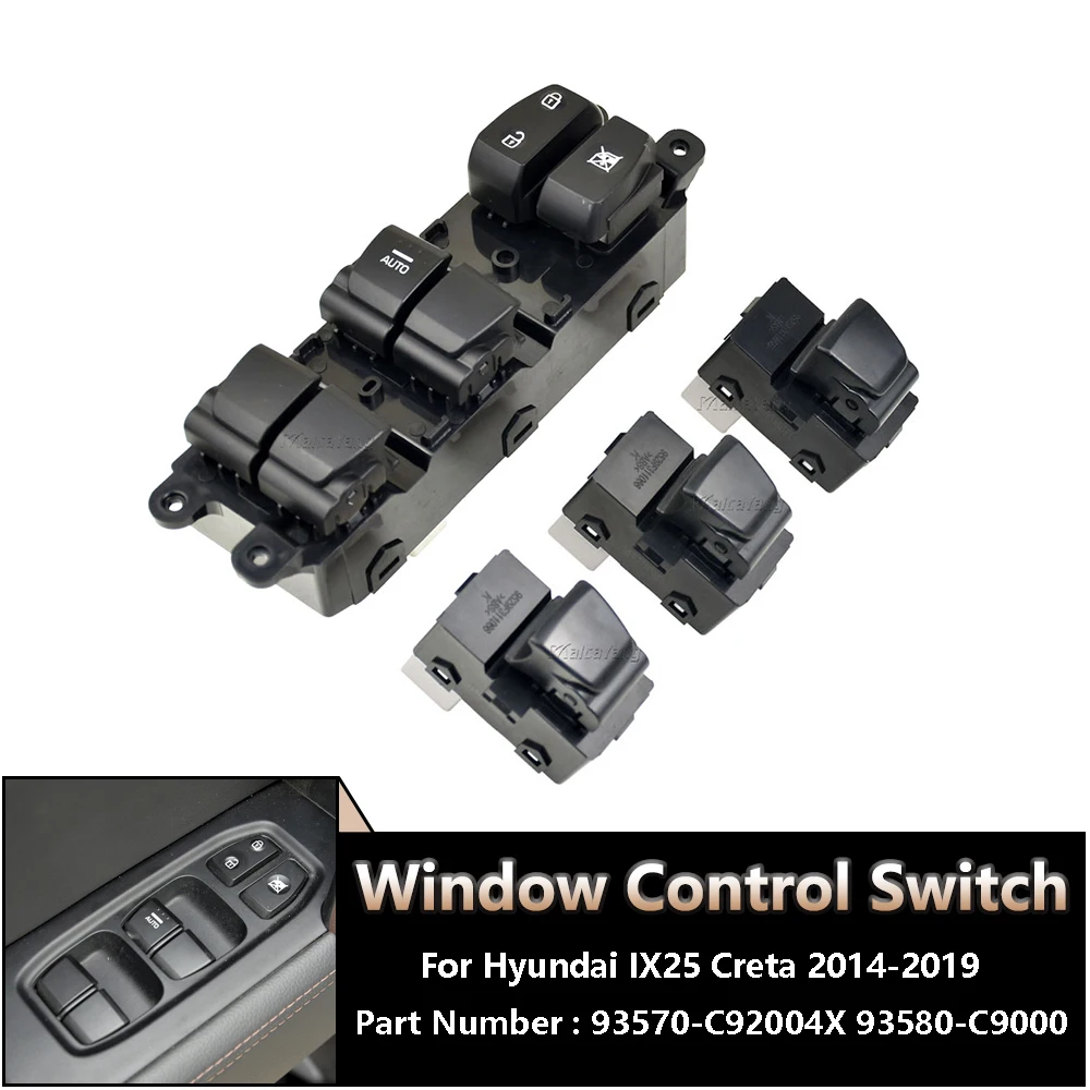 

Автомобильный переключатель управления стеклоподъемником с подсветкой для Hyundai IX25 Creta 2014-2019 93570-C92004X 93580-C9000