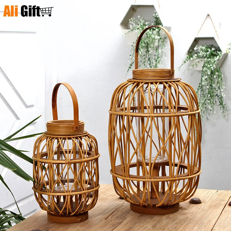 Китайский классический деревянный ротанговый подарок ручной работы Подсвечник