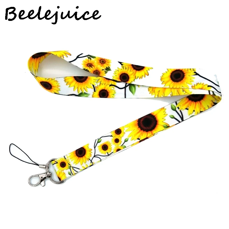 24pcs sunflowers flowers neck lanyard keychain mobile phone strap id badge holder key chain keyrings cosplay accessories gifts free global shipping