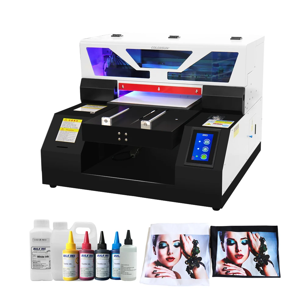 Inkjet Printing Machine For Dark Clothes With Touch Screen&white Ink Cycle System