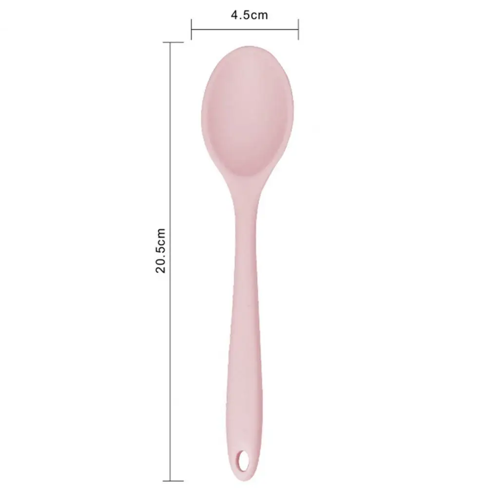 

Soup Spoon Unbreakable Flexible Silicone Long Handle Kitchen Scoop Cooking Ladle Cooking Tools Table Spoons for Eating Mixing