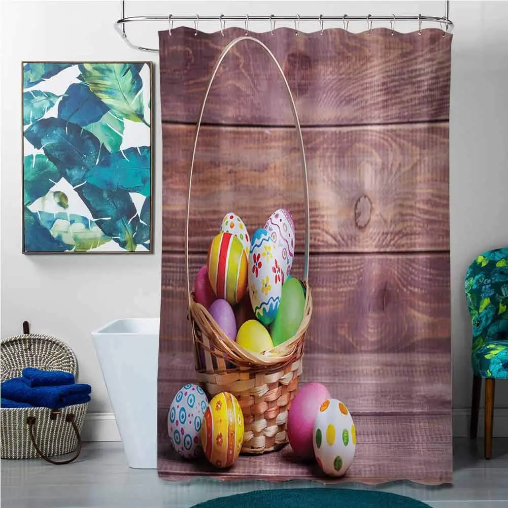 Чайные занавески для душа ванной комнаты пасхальные разноцветные яйца с цветами