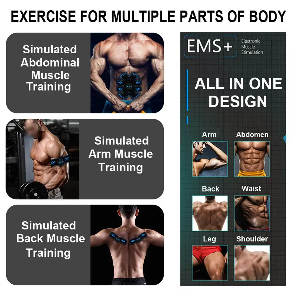 

Abdominal Muscle Stimulator Trainer EMS Abs Fitness Equipment Training Gear Muscles Electrostimulator Toner Exercise At Home Gym