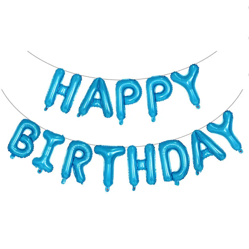Набор воздушных шаров с английскими буквами и надписью «Happy birthday» из фольги розового золота, вечерние воздушные шары с гелием для вечеринки на день рождения, декоративные воздушные шары от поставщика - Цвет: baby-blue