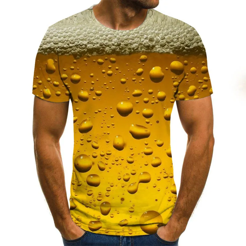 Beer 3D Printed T Shirt Men Funny Novelty T-shirt O-neck Short Sleeve Tops 2021 Summer Unisex Fashion Street Outfit Clothing