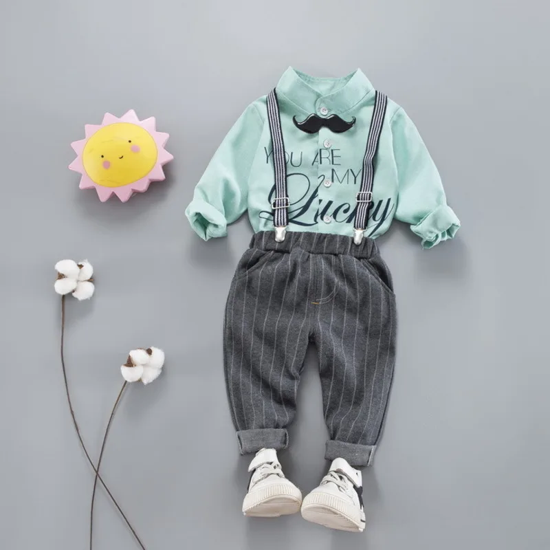 Весенне-осенние детские комплекты одежды из хлопка для маленьких мальчиков и