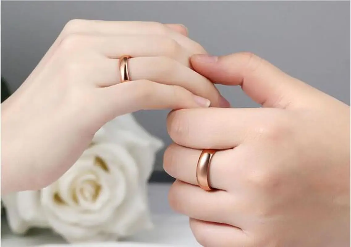 Классические глянцевые обручальные кольца 18K AU750 True Solid Gold Rose для женщин и мужчин