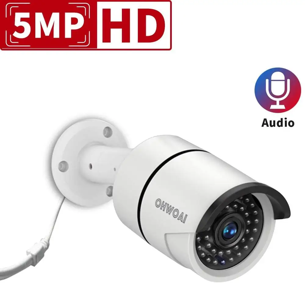 OHWOAI 5.0MP IP камера безопасности POE 5MP ONVIF наружная аудио Водонепроницаемая IP67 CCTV P2P