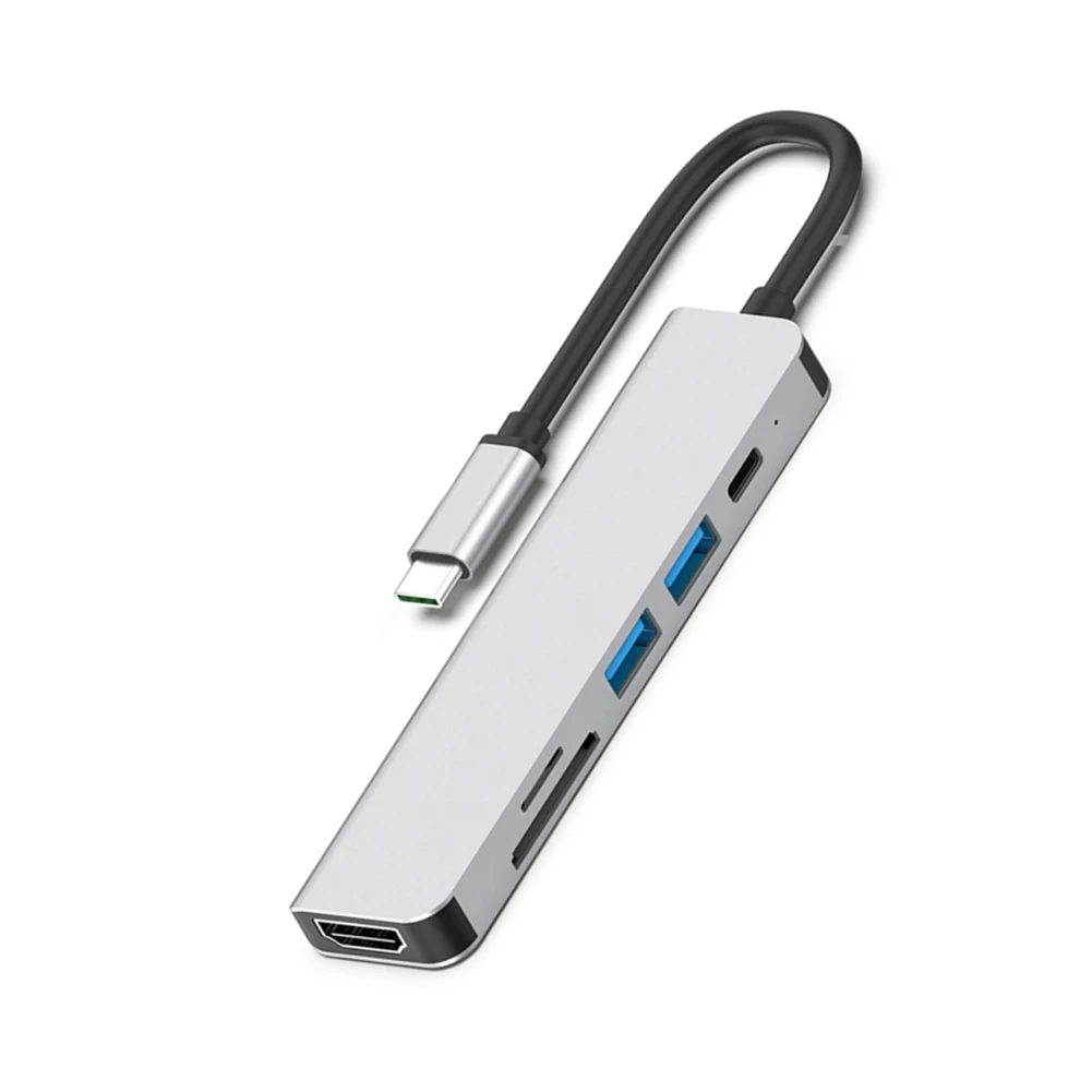 

USB-концентратор 6 в 1 с Type-C HDMI-совместимым 4K TF-кардридером памяти USB3.0 USB2.0, расширительный адаптер для ноутбука, ноутбука, удлинитель Acces