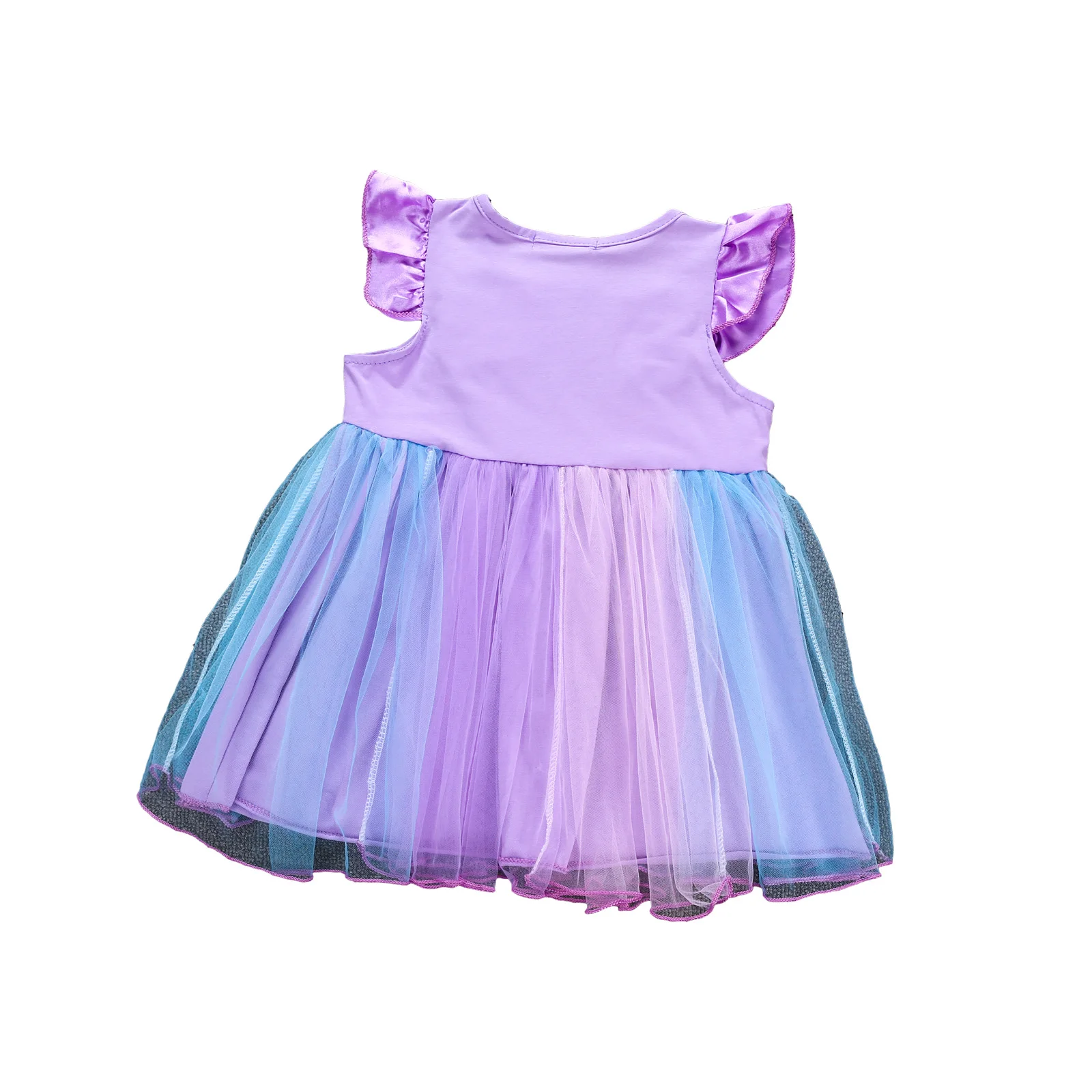 

Summer Baby Girls Casual Princess Dress Tulle Purple Bow Knot Pattern lovely Ruffle Sleeveless Square Collar Dresses One-piece