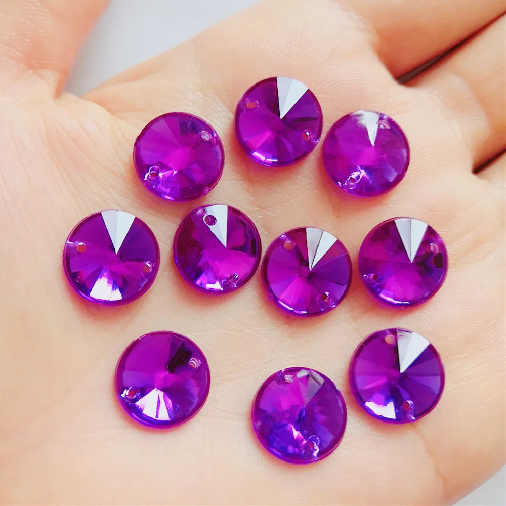 Круглая коническая 12 мм акриловый 250 шт. пришить кристаллов фиолетовые стразы