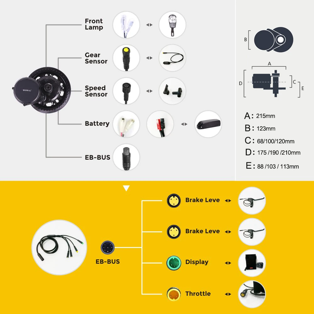 Bafang Motor BBSHD BBS03 48V 52V 1000w Mid Drive Motor Ebike Electric Bicycle Motor Conversion Kit 52V17.5AH Lithium Battery