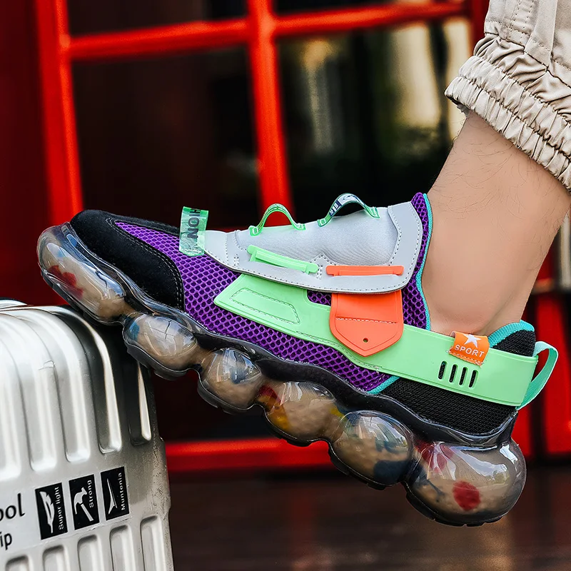 

2021 Men's Fashion Sneakers Rubber Air Cushion Platform Hard-Wearing Running Shoes Lace-up Breathable Comfortable Leisure Shoes