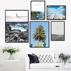 Тропический пейзаж картины дерево пляж; Морские волны плакатов и печать холст Decorativos HD картины для гостиной Модные стены искусства