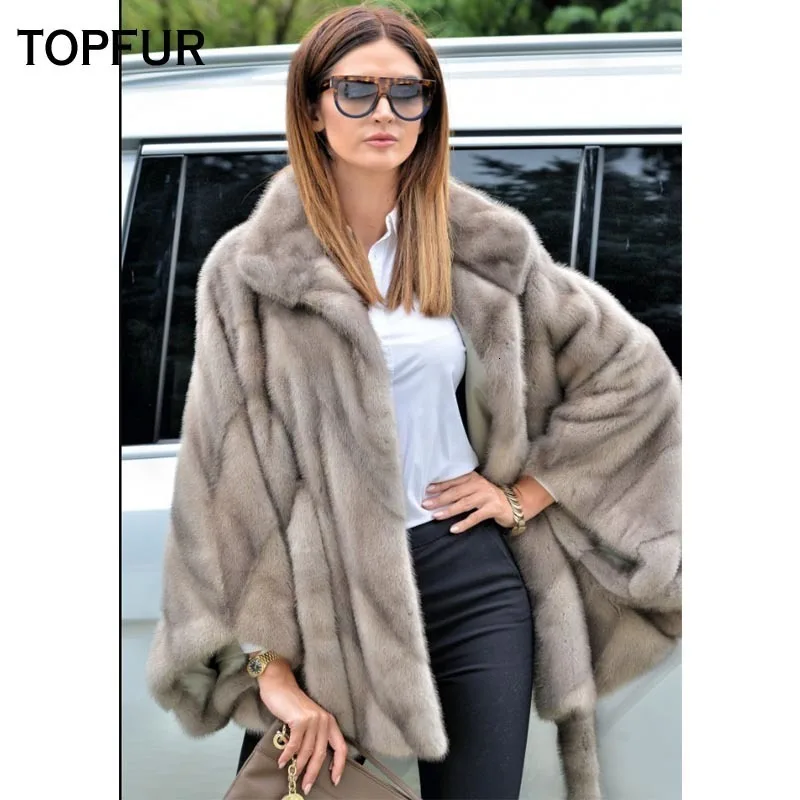 TOPFUR, Новое поступление, настоящая норковая шуба, тип летучей мыши, женские короткие норковые шубы с поясом, высокая уличная Роскошная зимняя теплая меховая куртка