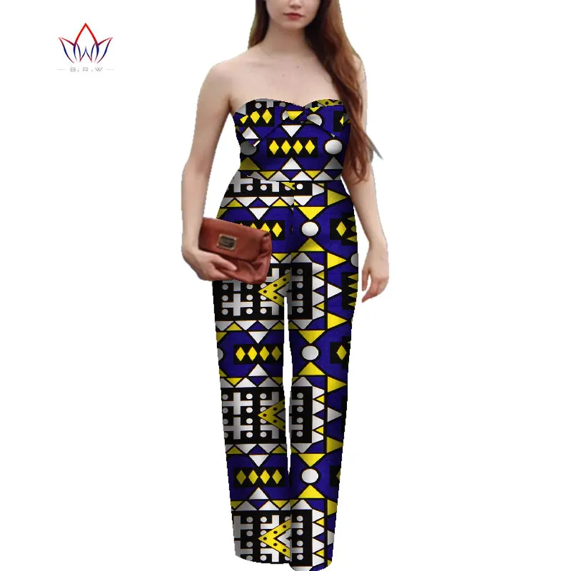 

Off Shoulder African Women Clothes Print Jumpsuit Bazin Riche Traditional African Clothing Party Women Romper Jumpsuit WY5757