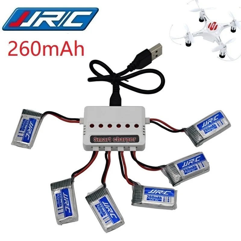 JJRC H8 Mini Оригинальная батарея 3 7 в 260 мАч Lipo и (6 1) зарядное устройство для RC Quadcopter drone