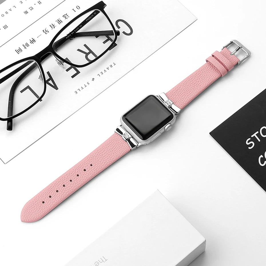 Ремешок из коровьей кожи для Apple Watch Band 42 мм 44 сменный Браслет iwatch Series 5 4 3
