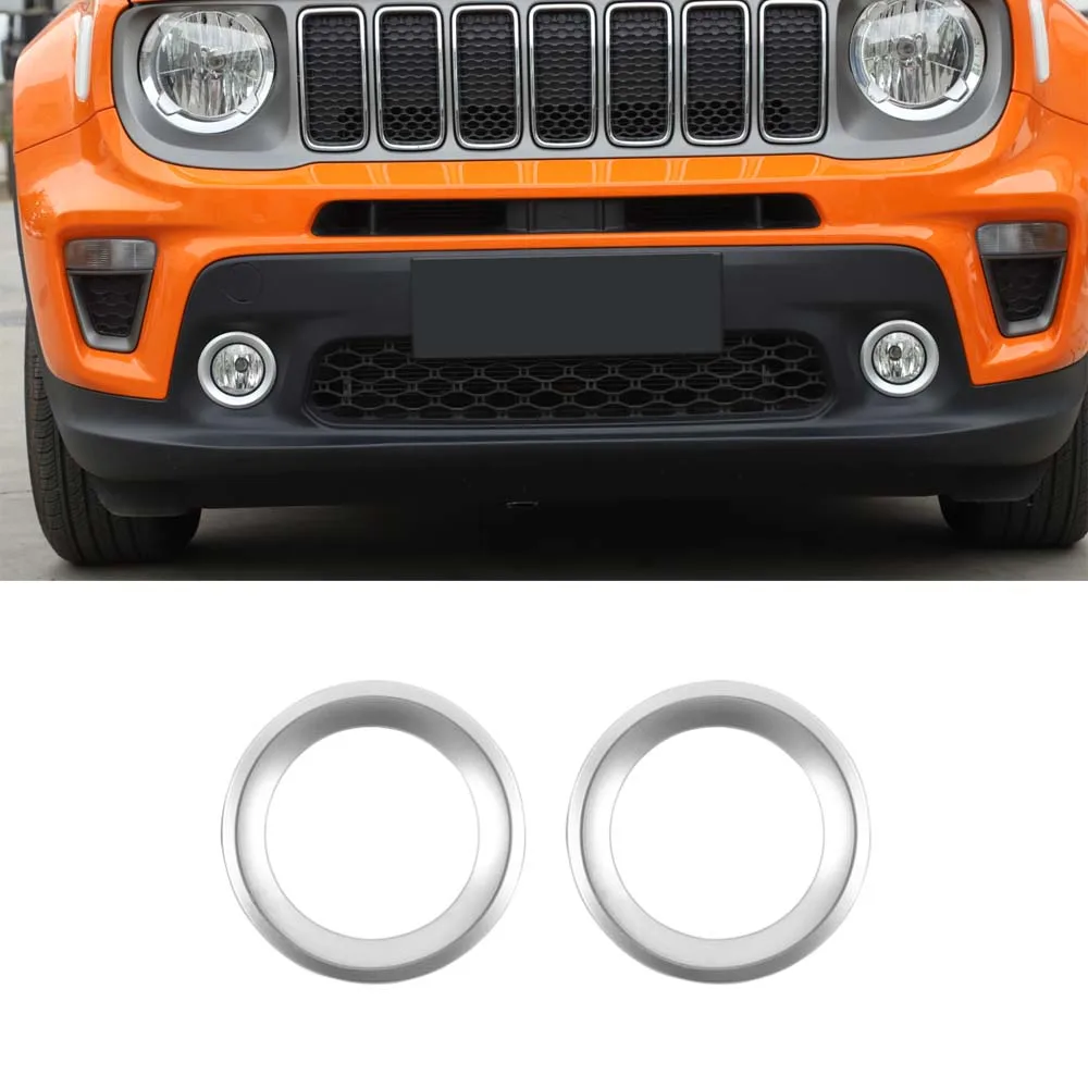 Matte Silver Для Jeep Renegade+ Автомобильный передний противотуманный светильник, декоративное кольцо, внешняя отделка автомобиля - Цвет: Matte Silver