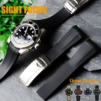 20mm curved end rubber watch band for submariner 116610 gmt water ghost strap men watch bracelet oysterflex oysterpertual crown