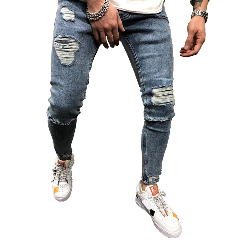 

Denim Pants Sexy Hole Skinny Jeans Men Casual Jogger Pencil Pants Men Clothing Male Jeans Long Pants ropa hombre