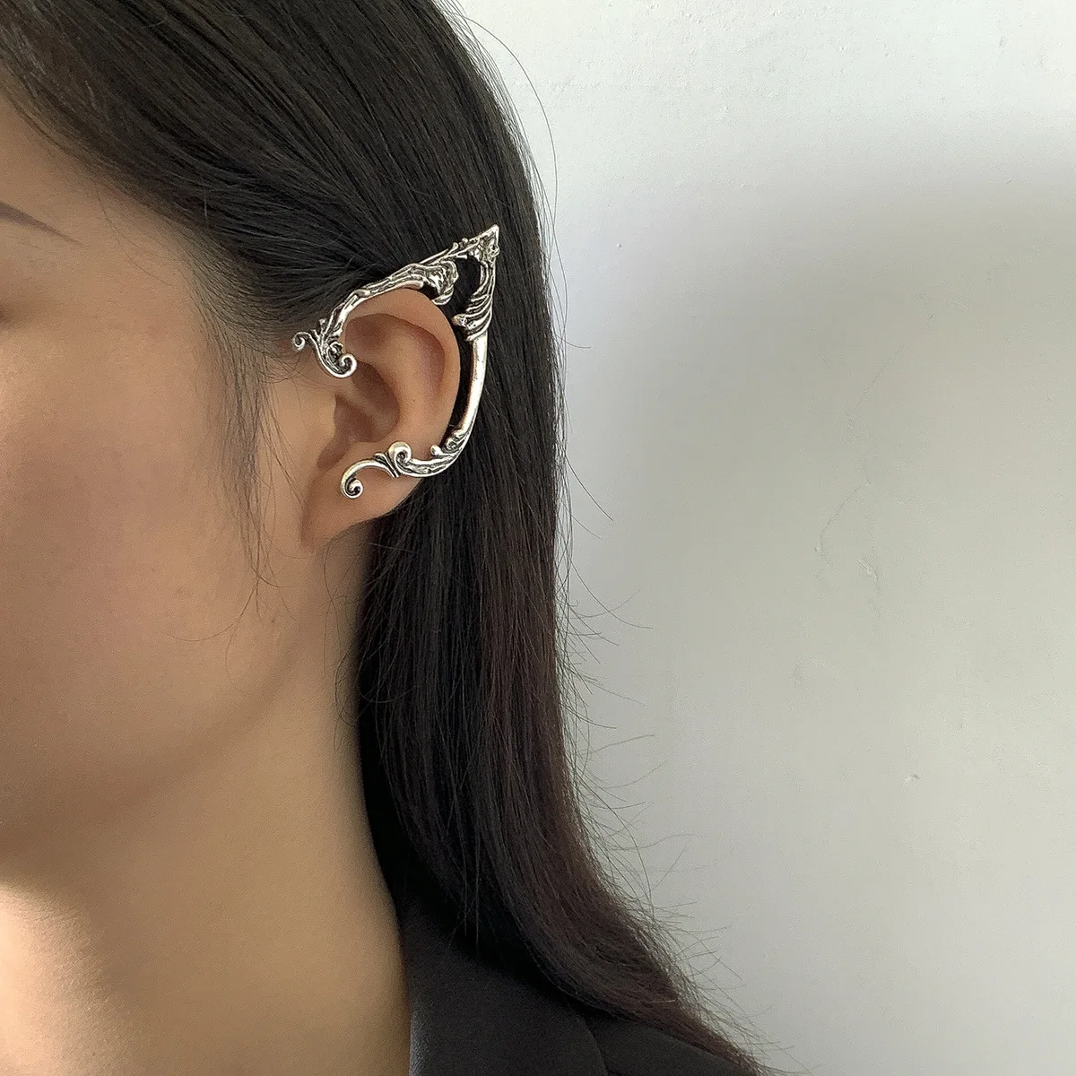 

CSJA сказочные серьги-манжеты для ушей в стиле панк, женские серьги-клипсы без пирсинга с эльфом серебряного цвета, готические серьги-манжеты ...