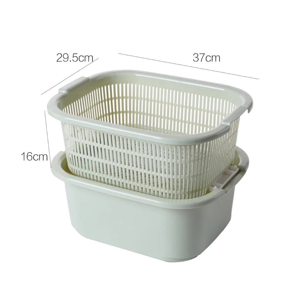 

2 In 1 Plastic Fruit Basket Storage Boxes Kitchen Sink Drain Basin Wash Fruits Pots Vegetables Cleaning Tool