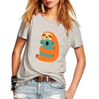 Kawaiiженская футболка с принтом коалы, свободная футболка с коротким рукавом и круглым вырезом, Женская белая футболка, топы, Camisetas Mujer HH1159