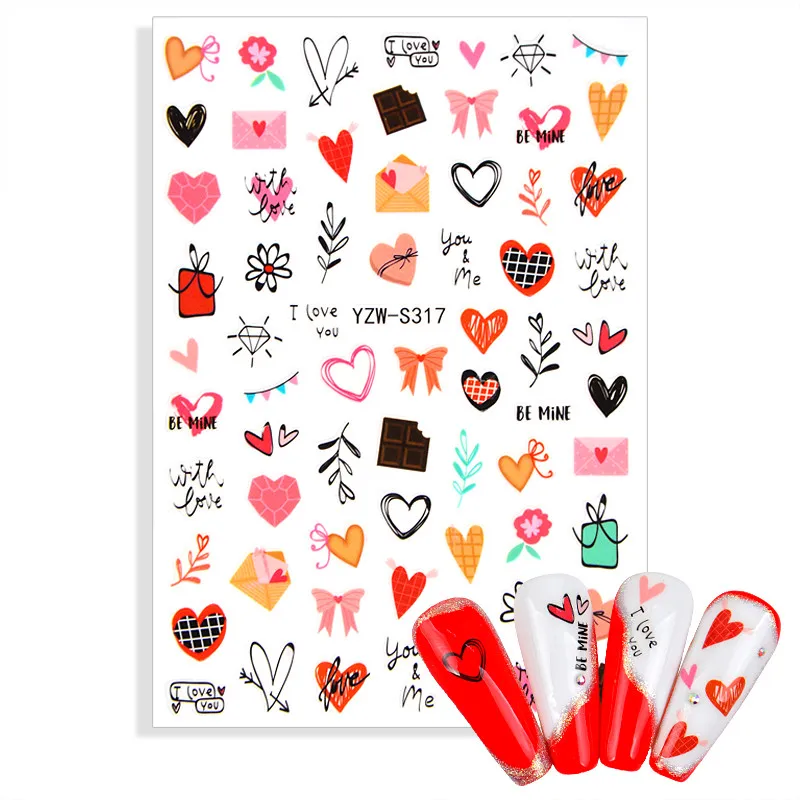 

1pcs 3D Spring Leaf Sticker For Nail Art Flowers Bouquet DIY Slider Tips Geometry Line Patterns Decoration Manicure