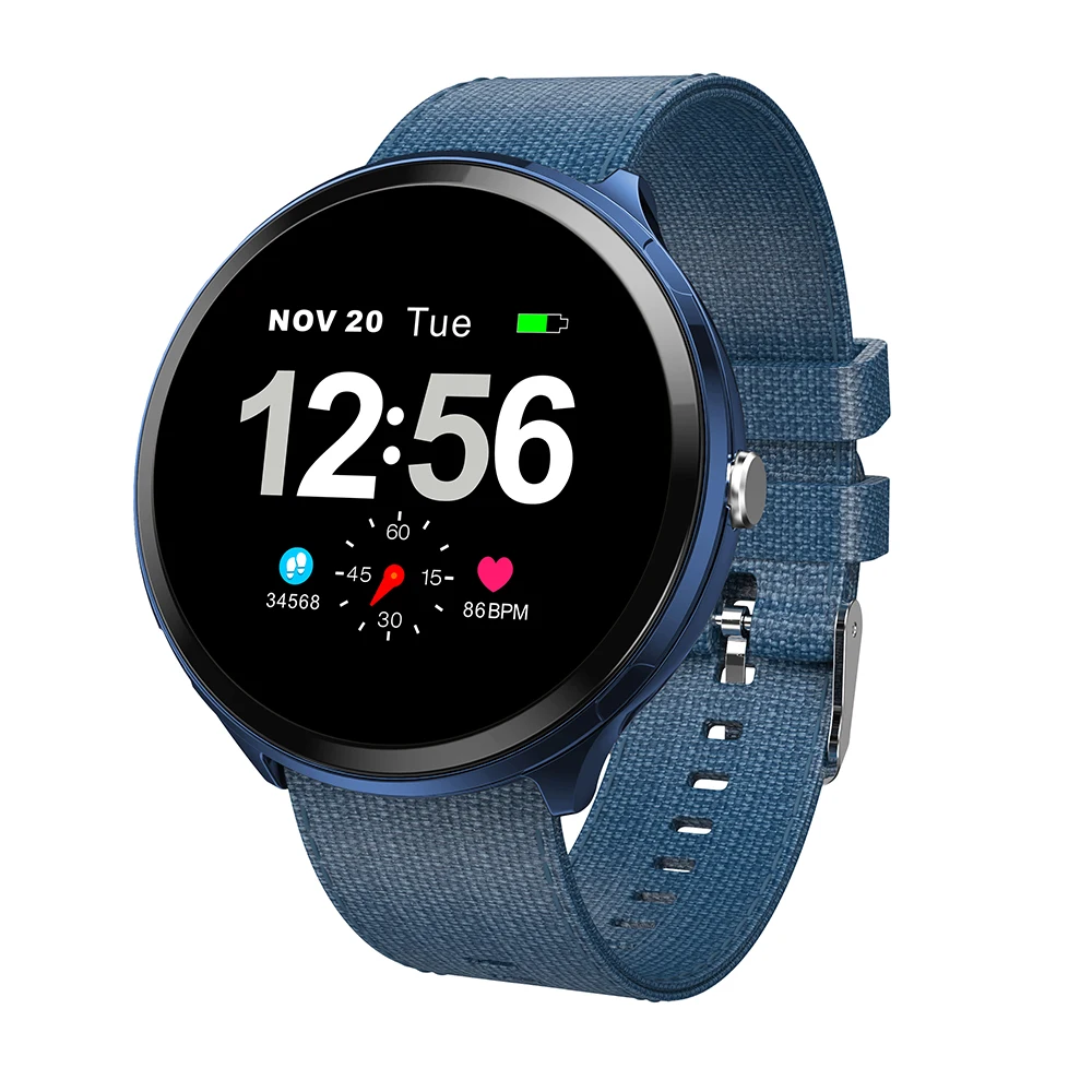 

Новые умные часы Холст ремень Для мужчин 1,3 дюймов businese умные часы, отображающие сердцебиение крови Давление часы для IOS и Andriod