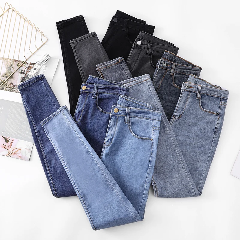 

Fashion High-waist Women Jeans 2021 New Slim High-profile Pencil Pants Stretch Skinny Pants Casual Trousers super stretchy jean